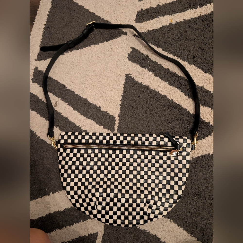 Clare V Black and White Checkered Crossbody Bag